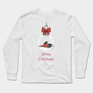 Merry Christmas - Black cats with Santa hat. Long Sleeve T-Shirt